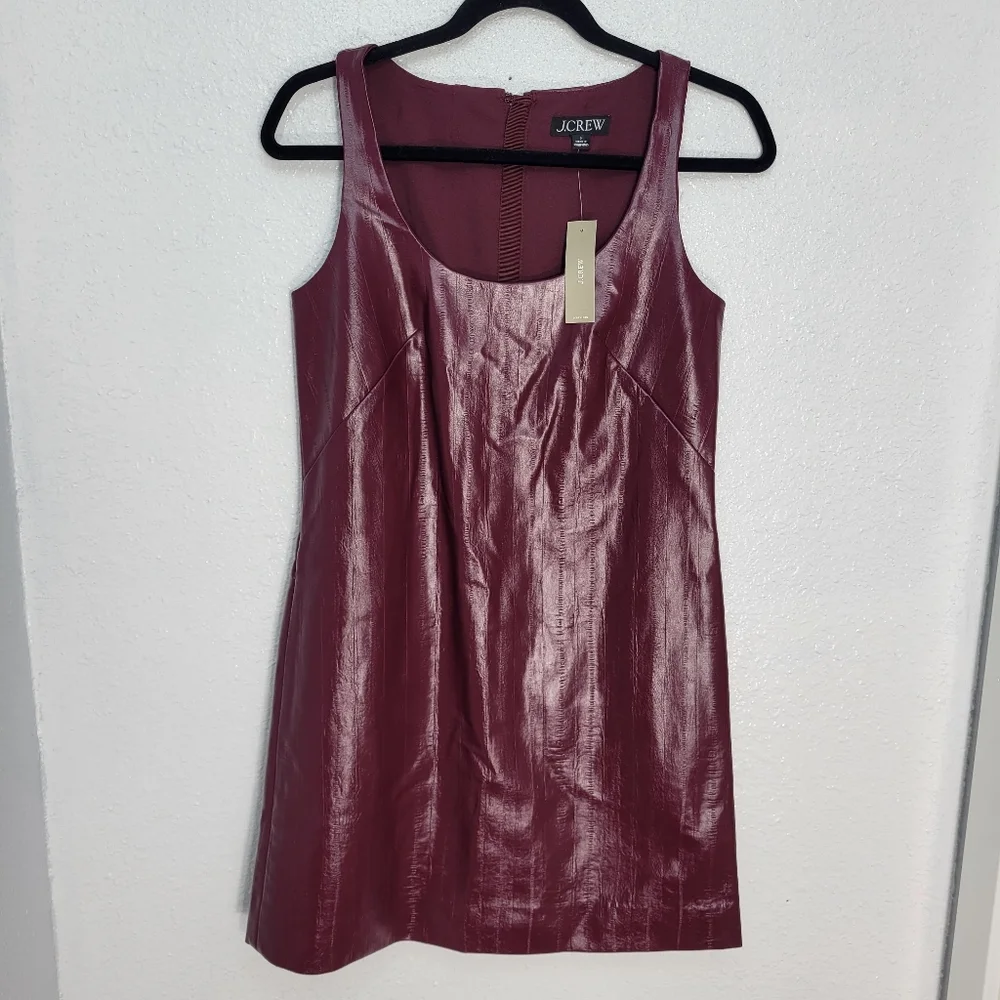 J Crew Scoopneck mini dress in faux eel-skin leather CN864 Size 0 NWT_5